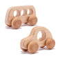 Promise Babe Organic Wooden Baby Push Toys Fine Motor Development Sensory Skills Toy Montessori Grasping Toy 2Pc Wood Car Rattle