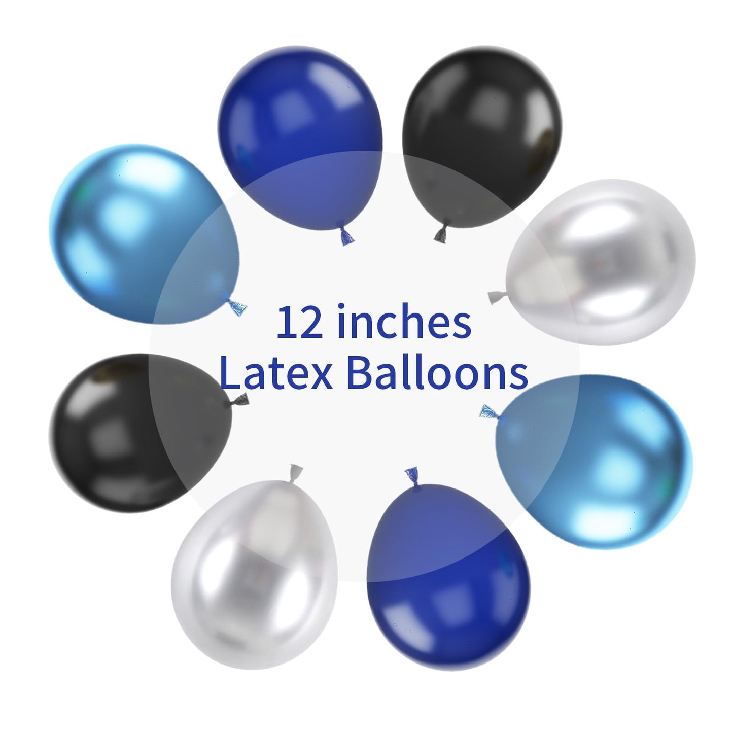 Navy Blue Black Silver Balloons,12Inch Blue Silver Balloons, Navy Blue And Black Latex Balloon Metallic Blue Silver Helium Ballo
