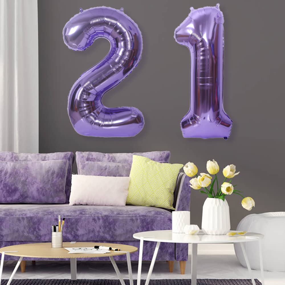 Maigendoo Jumbo 21 Number Balloon 40 Inch Large Digit Balloons Huge Helium Balloon Foil Mylar Balloon With Swirl Decorations For