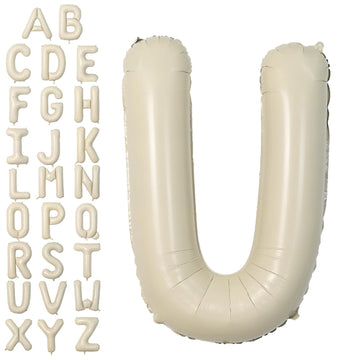 Letter Balloons Beige,40 Inch Letter U Balloons,A-Z Alphabet Name Foil Balloons,Big Single Cream Aluminum U Word Balloons Helium