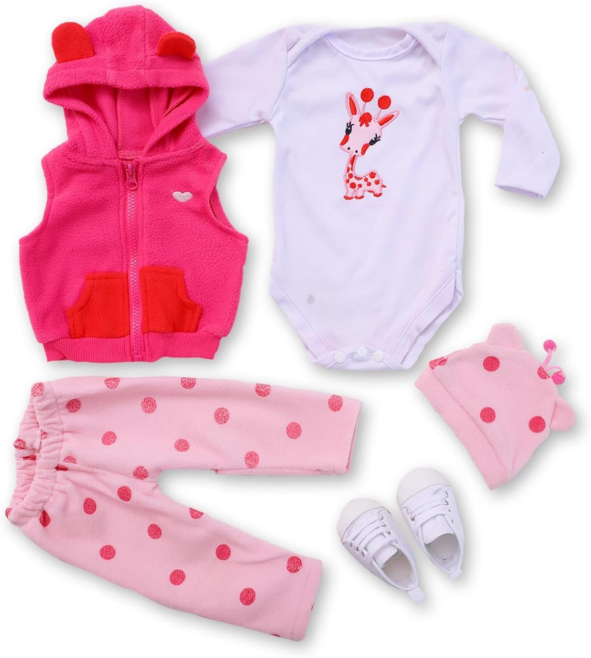 scnbom Reborn Baby Dolls Girl Clothes for 17-22inch Outfits Accesories (Giraffe 5pcs Set)