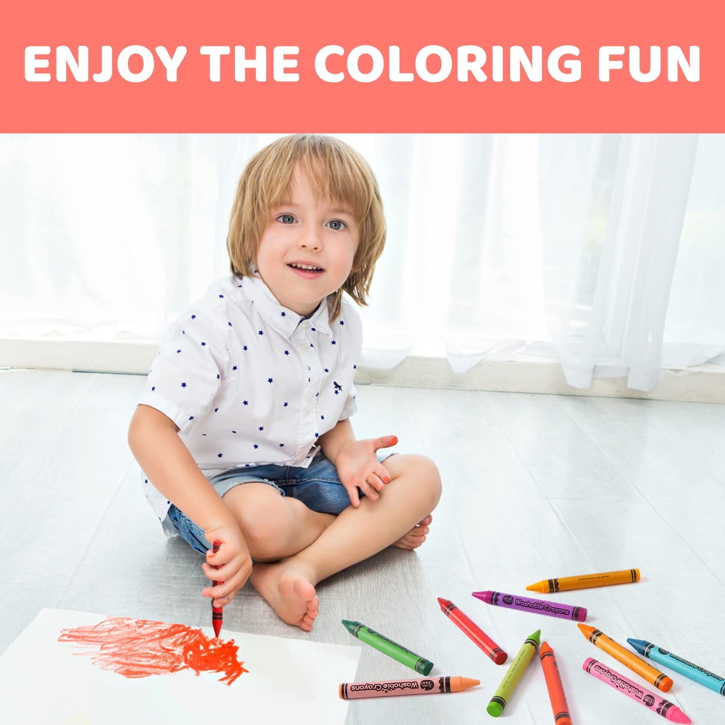 Jar Melo 24 Colors Jumbo Crayons for Toddlers, Non Toxic Washable Crayons, Easy to Hold, Safe for Babies and Children, Back to S