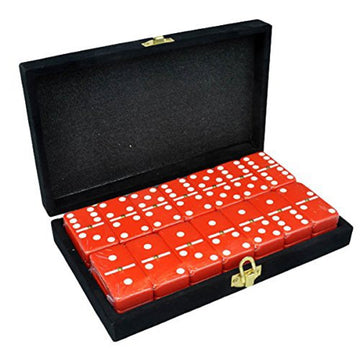 Marion Domino Double 6 Red Jumbo Tournament Professional Size With Spinners In Elegant Black Velvet Case.