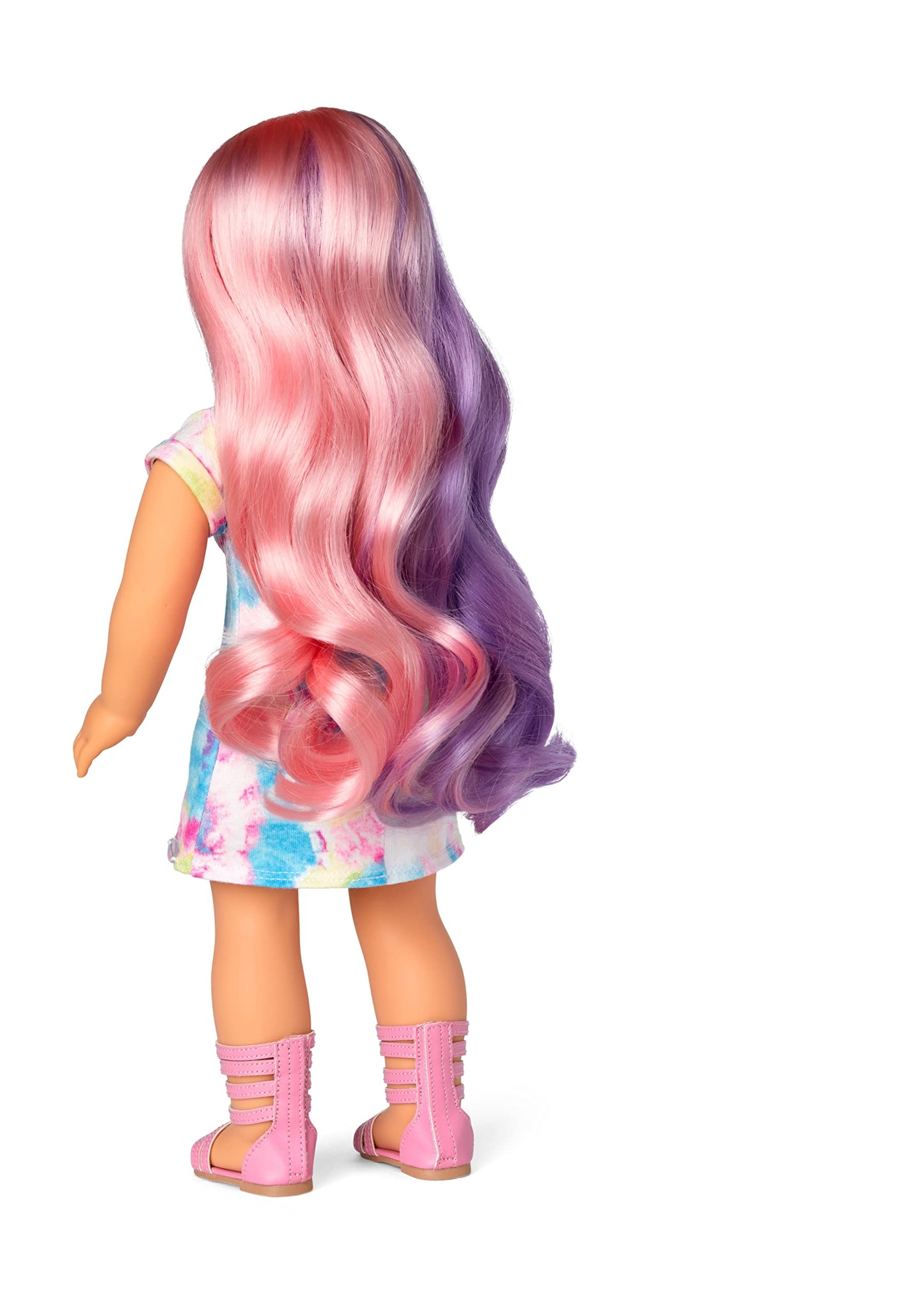 American Girl Truly Me 18-Inch Doll 116 With Light-Blue Eyes, Wavy Purple-And-Pink Hair, Light Skin With Warm Olive Undertones, Tie Dye T-Shirt Dress