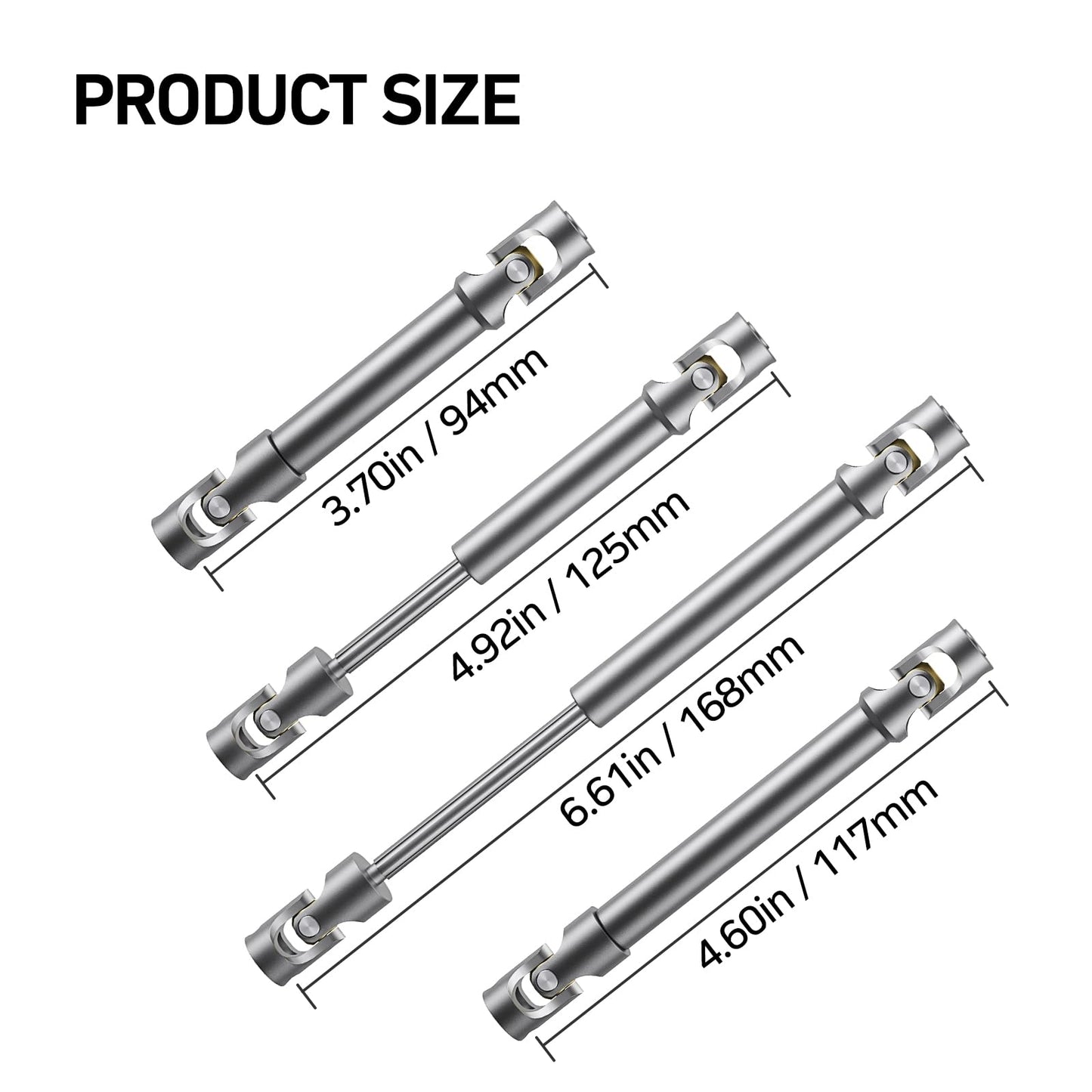 Generic Metal Alloy Universal 1/10 Rc Drive Shaft 2Pcs Upgrades Accessories For 1/10 Rc Crawler Car Trx4 Axial Scx10 Trx4 Drives