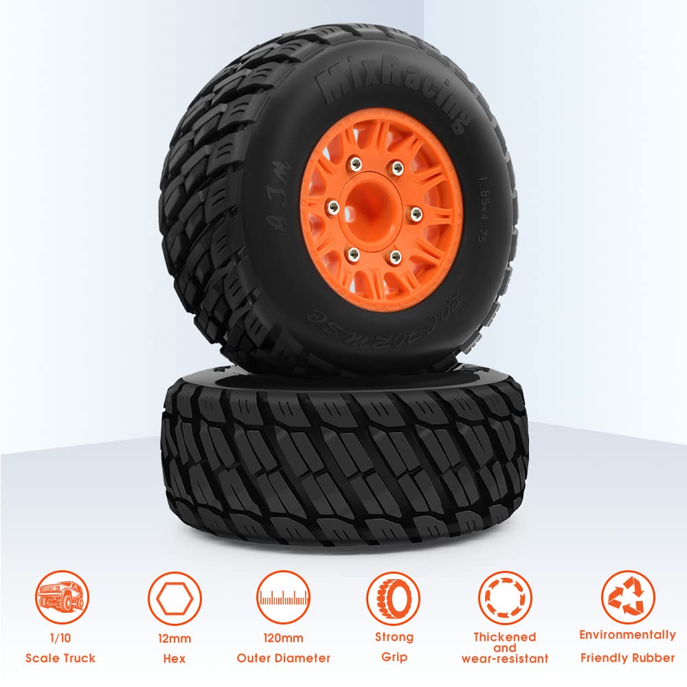 GLOBACT RC Truck Tires for 1/10 Scale Arrma Senton Tires Slash Tires Axial Redcat Rc4wd Hex Detachable Replacement 14mm 12mm RC