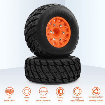 GLOBACT RC Truck Tires for 1/10 Scale Arrma Senton Tires Slash Tires Axial Redcat Rc4wd Hex Detachable Replacement 14mm 12mm RC