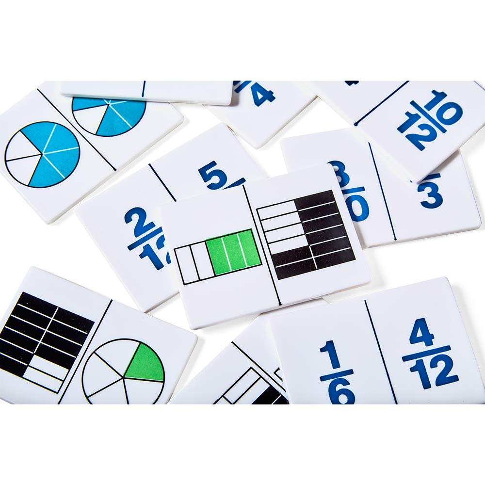 Hand2Mind Plastic Fraction Dominoes Game Tiles, Montessori Math Materials For Kids To Learn Decimal And Fraction Equivalence Mat