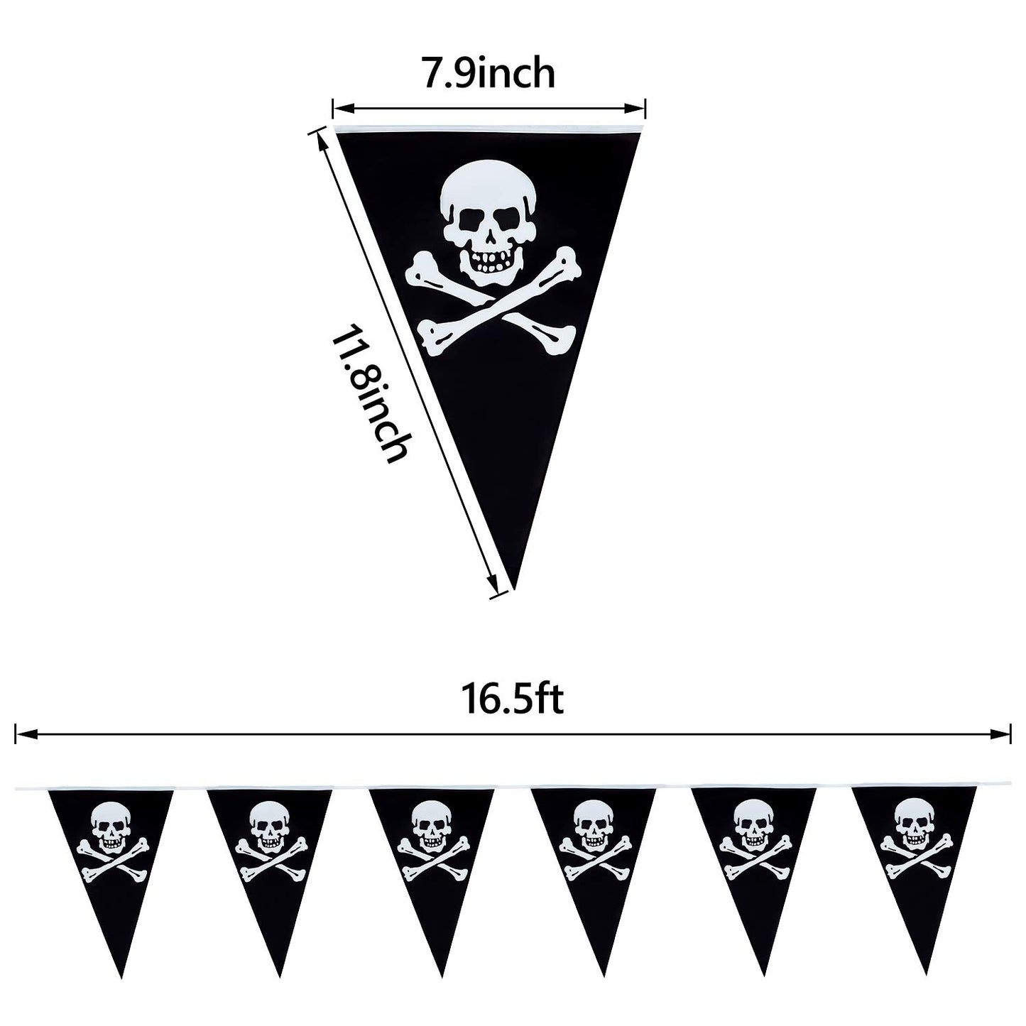 Tatuo 60 Pcs Pirate Banner Skull Halloween Pirate Flag Birthday Party Decorations Jolly Roger Ship Triangle Pennant Bunting Deco