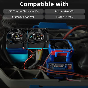GLOBACT VXL-3s ESC Cooling Fan and Motor Cooling Fan Dual Fan Set for 1/10 Slash 4x4 Stampede 4x4 Rustler 4x4 Replace 3340 Velin
