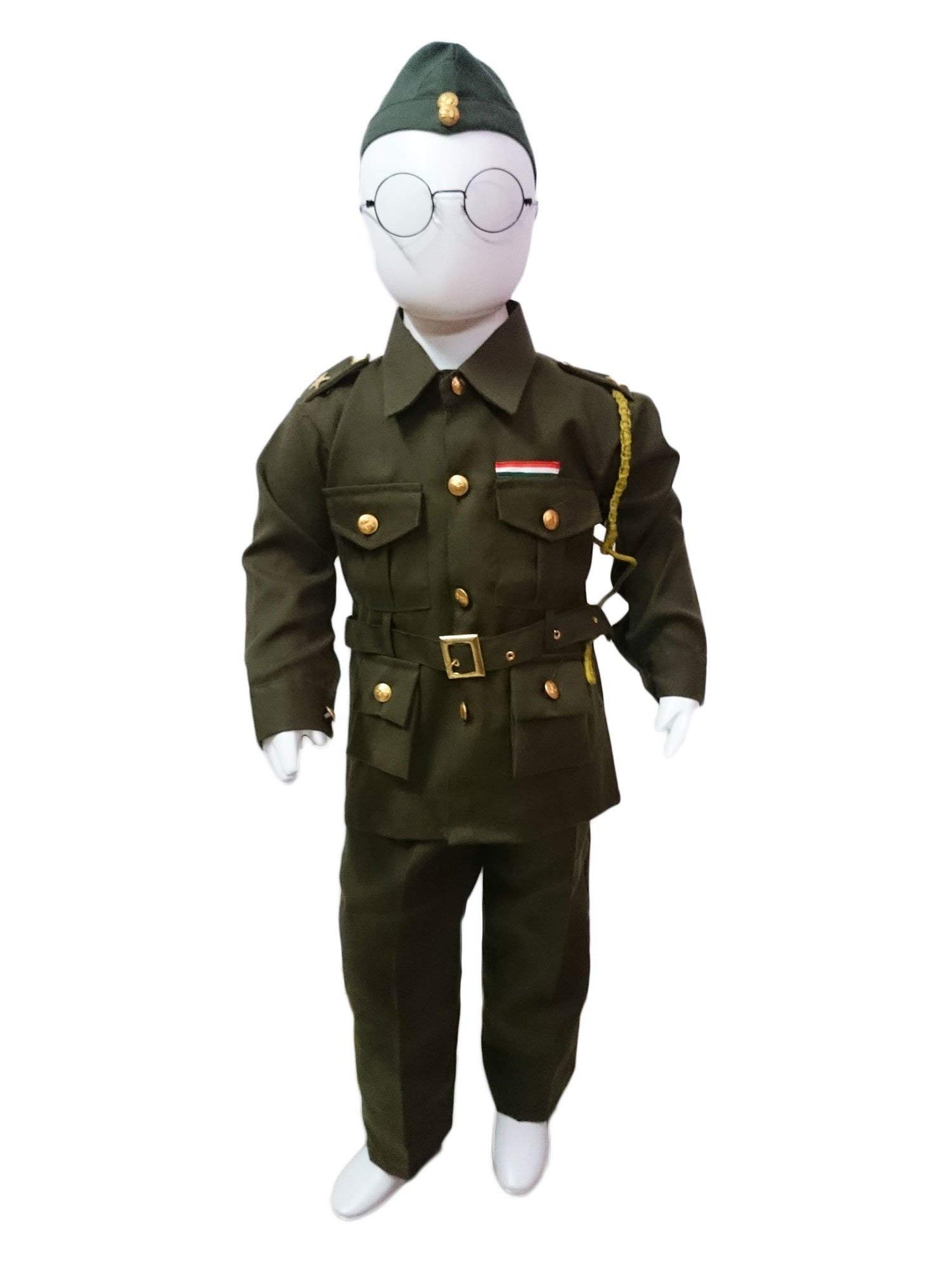 Bookmycostume Cotton National Hero Freedom Fighter Kids Fancy Dress Costume - Green 10-11 Years