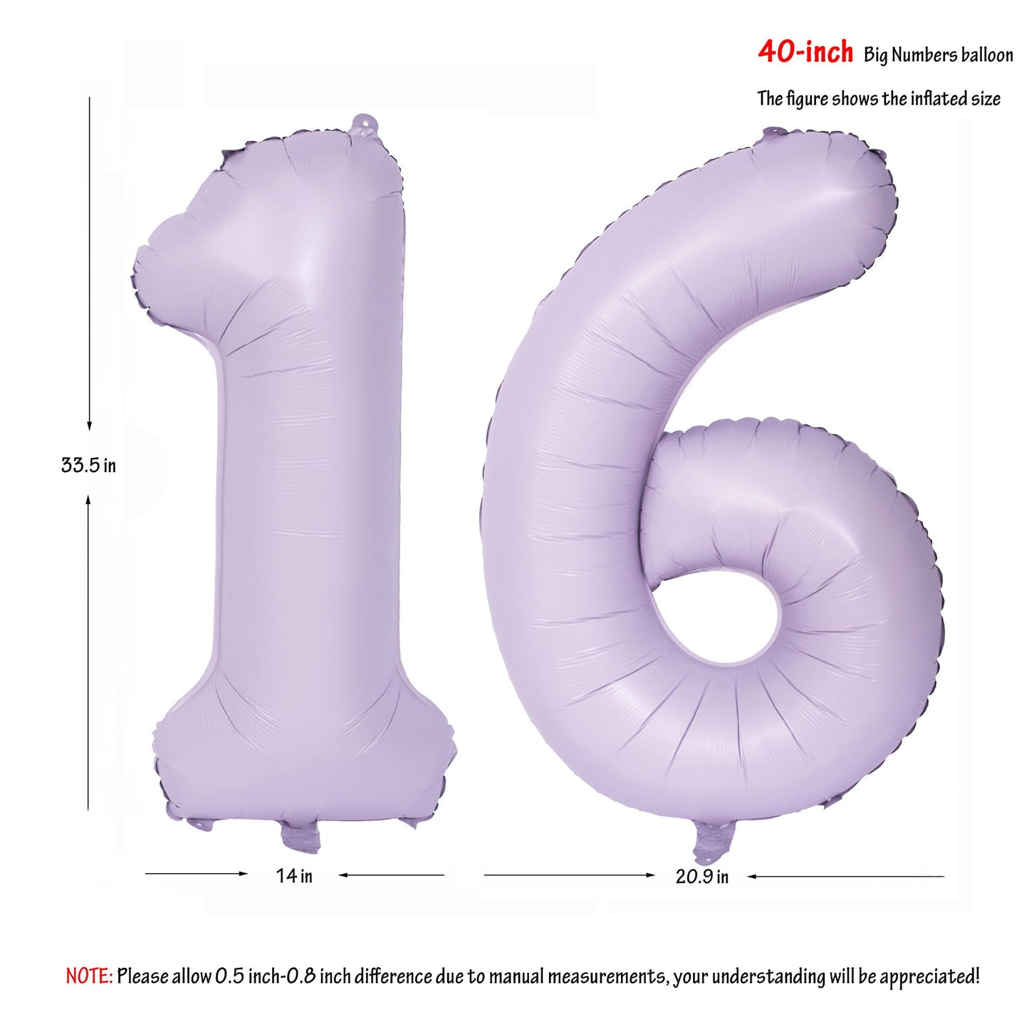 40 In Matte Purple Number Balloons Helium Foil Mylar Balloon Birthday Party Banquet Decoration Digital 16