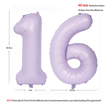 40 In Matte Purple Number Balloons Helium Foil Mylar Balloon Birthday Party Banquet Decoration Digital 16