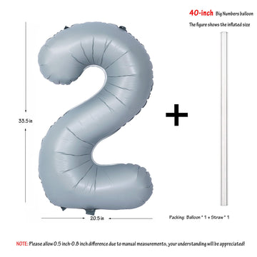 40 In Matte Gray Number Balloons Helium Foil Mylar Balloon Birthday Party Banquet Decoration 2