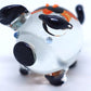 Sansukjai Pig Tiny Miniature Figurines Animals Hand Blown Glass Art Collectible Gift Decorate, V1 (Floral Metallic Orange)