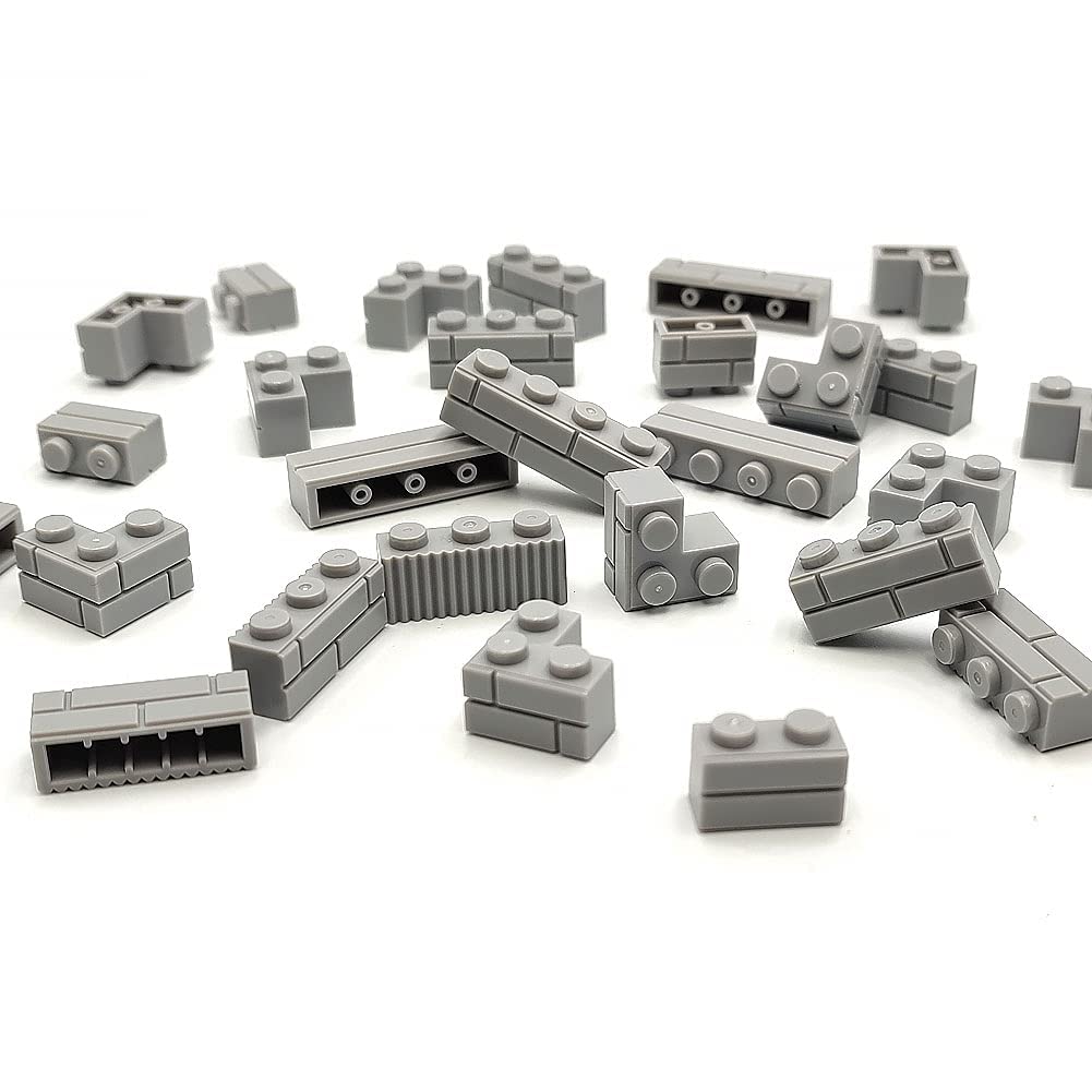 192Pcs Masonry Walls Gray Building Bricks Loot Pieces Accessories Brick Bazaar Compatible Classic Creative Toy (Light Gray)