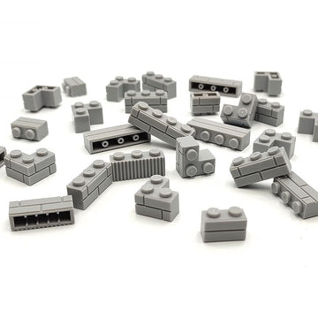 192Pcs Masonry Walls Gray Building Bricks Loot Pieces Accessories Brick Bazaar Compatible Classic Creative Toy (Light Gray)