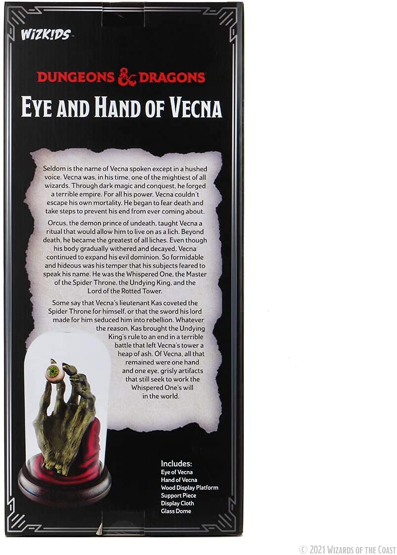 WizKids D&D Icons of The Realms Eye and Hand of Vecna Figure, 7.5 inches, Bloodshot/Golden-green, Model WZK96025, Wood Material