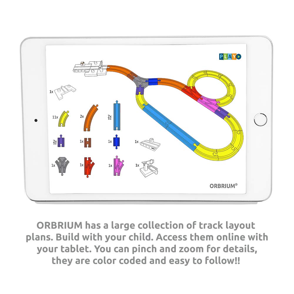 Orbrium Toys 68 Pcs Wooden Train Track Expansion Pack Compatible with Thomas Wooden Train, Brio, Thomas The Tank Engine (68 Pcs)