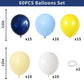 Blue Yellow Balloons Set, 60Pcs Navy Blue Matte Yellow White Party Balloons, Pastel Blue Yellow And White Latex Helium Balloon F