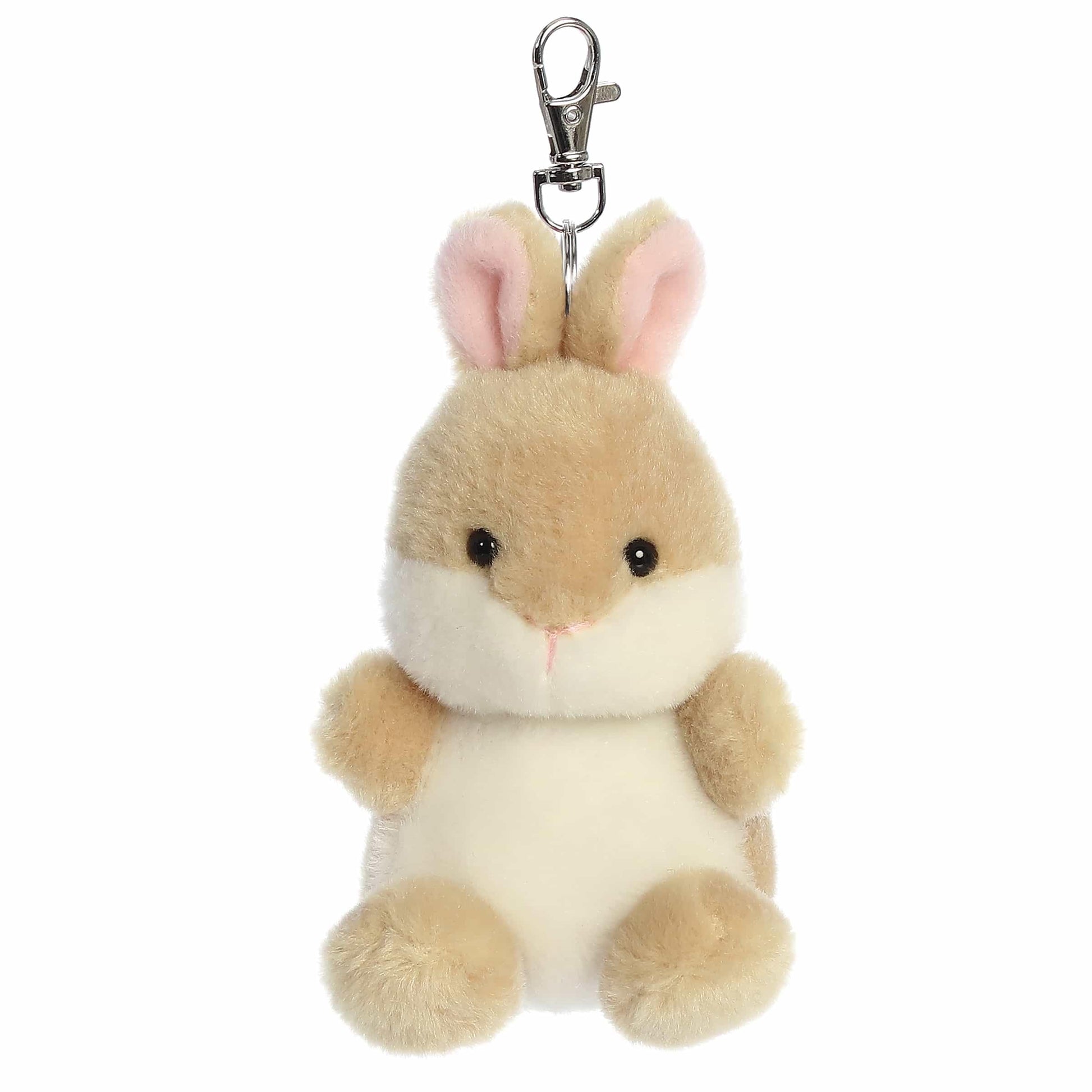 Aurora Adorable Palm Pals Ella Bunny Clip-On- Fun Collectible Plush For Kids and mature-themed Collectors - Perfect For Backpacks and Birthday Gifts - Brown 4 Inches