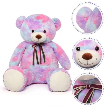 Tezituor Big Teddy Bear,52'' Giant Stuffed Animal Plush,Rainbow Purple Soft Gifts For Valentine, Christmas, Birthday.
