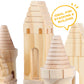 Garlictoys Wooden Castle Blocks Kit - 75 Pieces, Medieval Knights & Princesses, Beige, Model WC, Perfect for Kids Boys and Girls