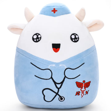 Refavor Nurse Cow Stuffed Animal - 8 Inches Navy Cow Plush Toy Nurse Gifts For Women Rn Plush Nurse Graduation Stuffed Animals G