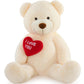 Beniny Big Teddy Bears, Giant White Teddy Bear Stuffed Animals With Embroidered I Love You For Girlfriend, Red Heart Fluffy Tedd