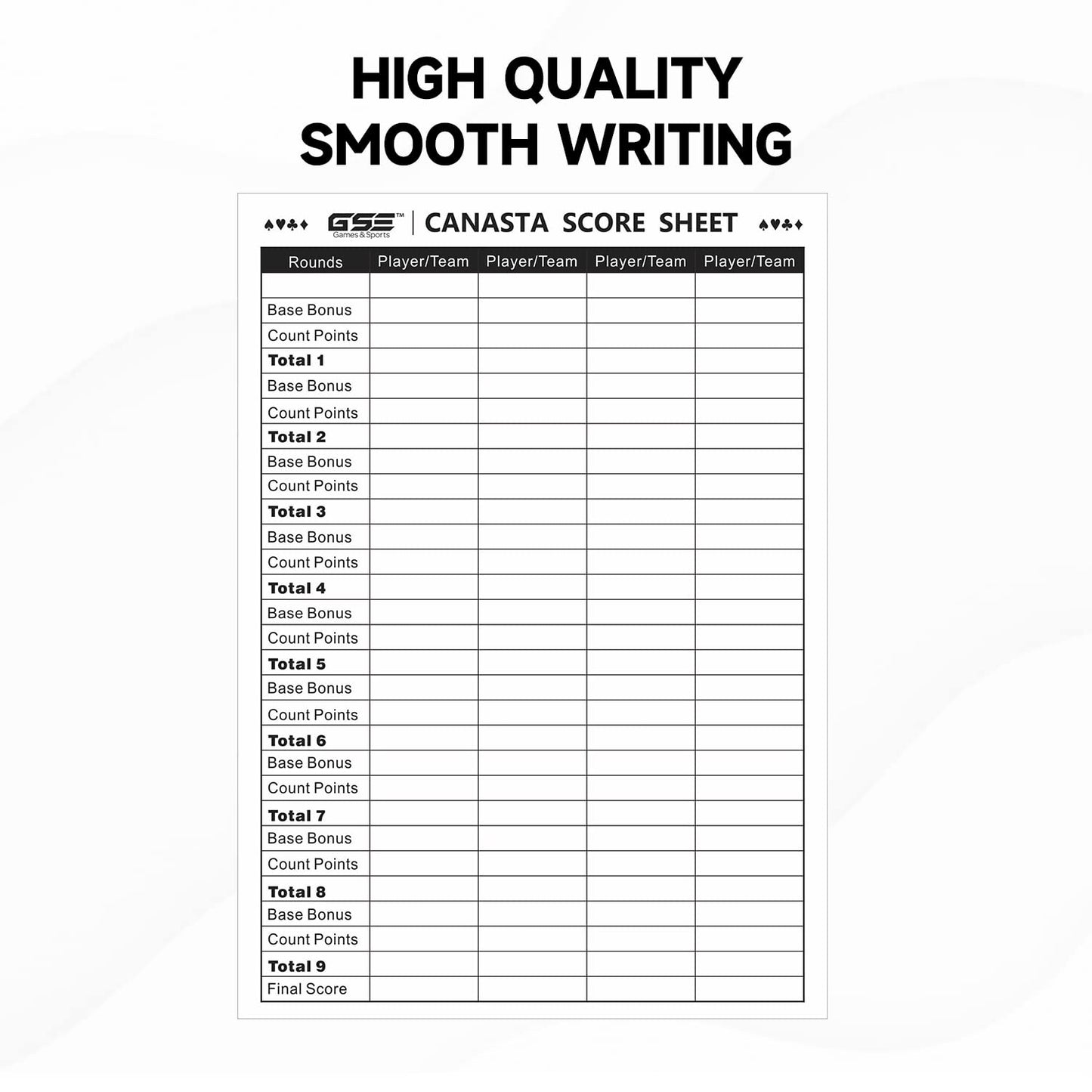 GSE Games & Sports Expert Canasta Score Sheets - 100-Pack, 7"x5", Paper, Includes Game Instructions & Trick Values