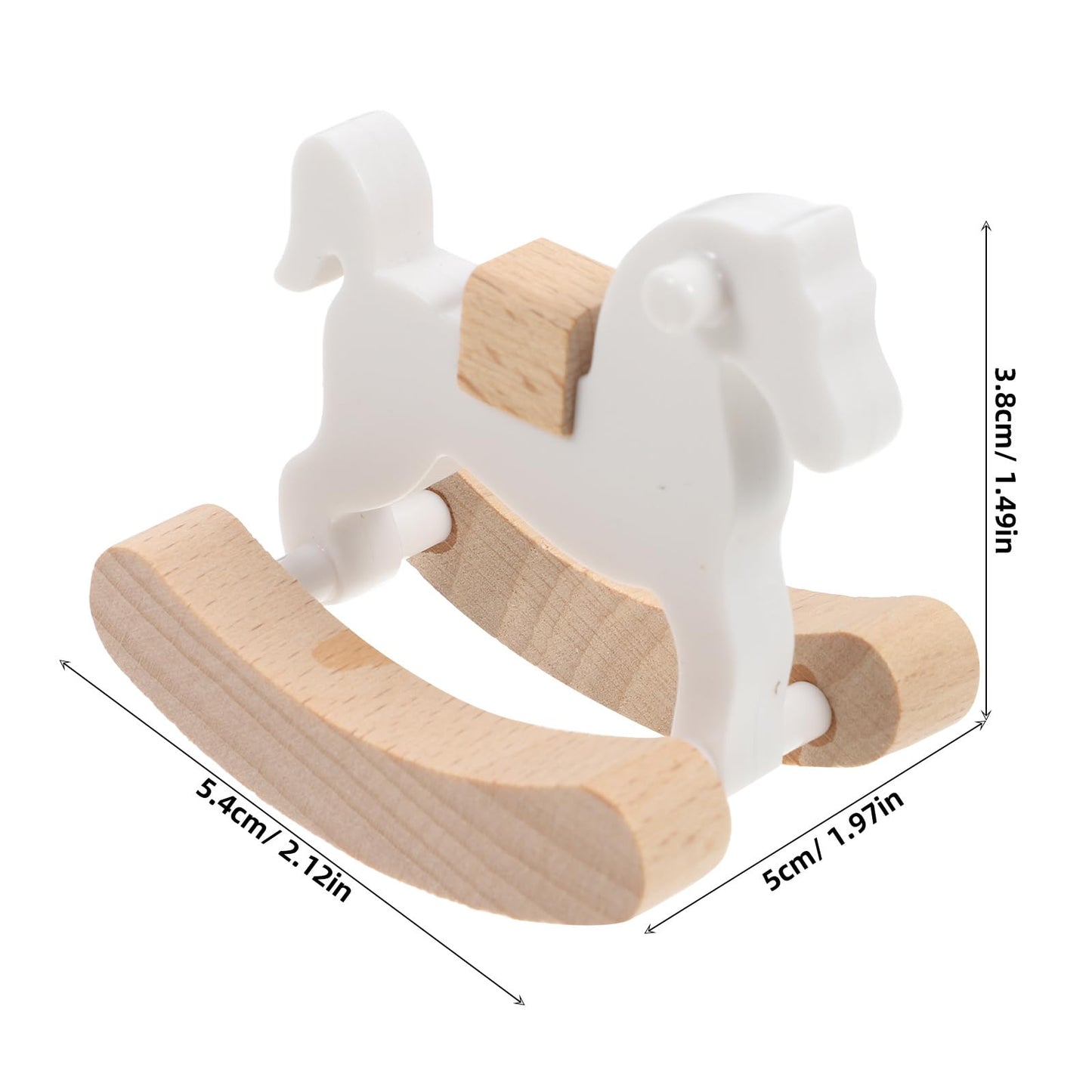 Abaodam Small Wooden Horse Toy Rocking Chair Mini Wooden Rocking Horse Figurine Desktop Ornament Doll House Rocking-Horse Mini C