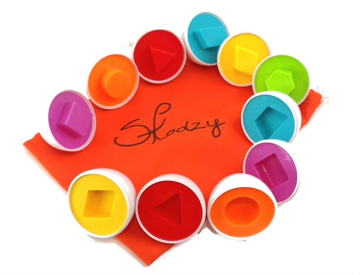 Skoolzy Shapes Matching Egg Toy 6 pc Set, Easter Egg Basket Toys for Toddlers, Montessori Sensory Bin Toy for Preschool Kids & B