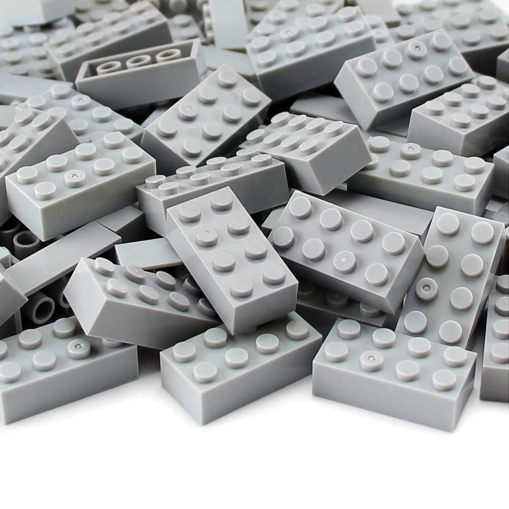 Feleph 100Pcs 2X4 Bricks Light Grey Gray Building Blocks Set Toy Accessories Combine With Major Brick Brands