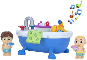 Cocomelon Musical Bathtime Playset - Plays Clips Of The ‘Bath Song’ - Features 2 Color Change Figures (Jj & Tomtom), 2 Toy Bath Squirters, Cleaning Cloth – Toys For Kids, Toddlers, And Preschoolers