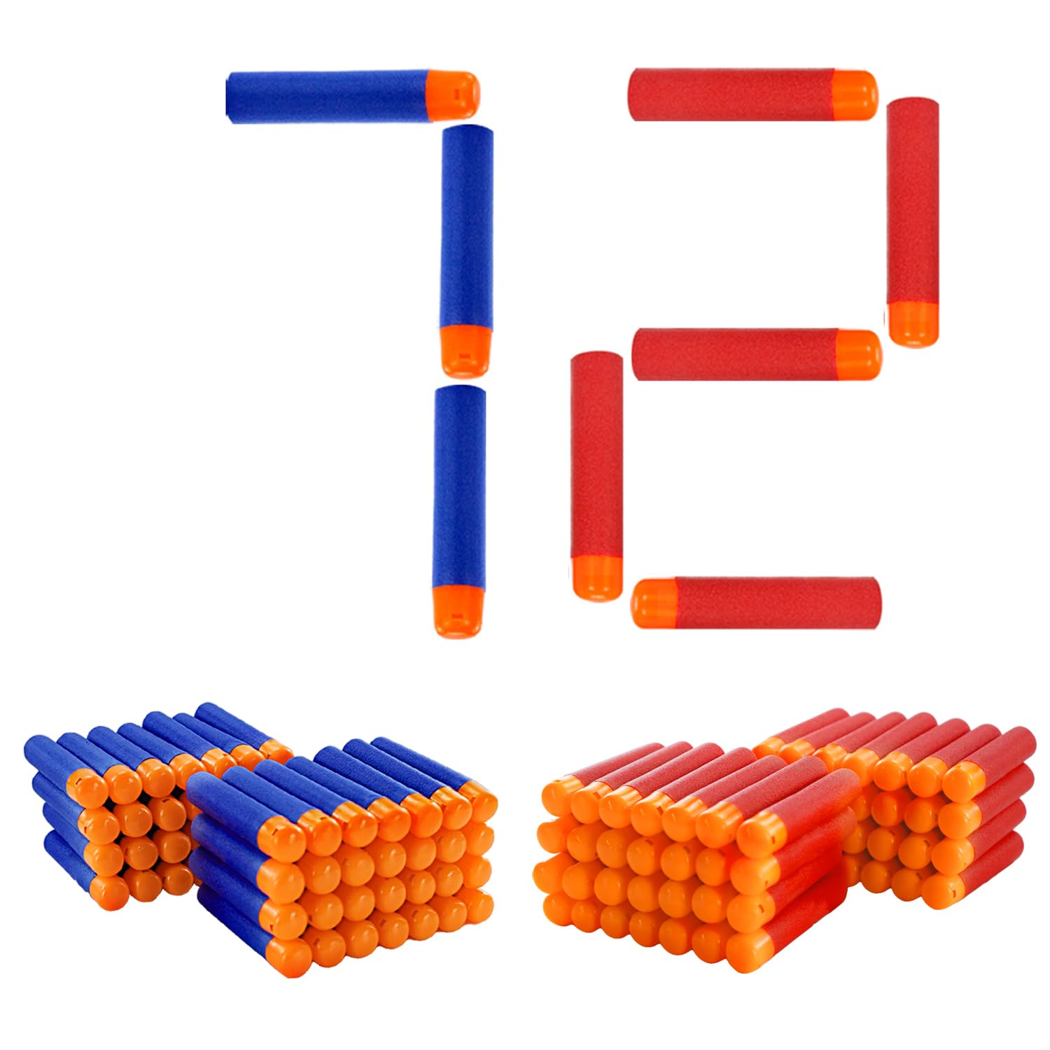 EKIND 9.5cm Foam Darts Compatible for Nerf advanced Mega Series 72-Dart Refill Pack (Red & Blue)