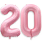 40 Inch Pink 20 Balloon Numbers, Large Number 20 Balloons Pink Foil Number Balloons, Light Pink 20th Foil Birthday Balloons for 