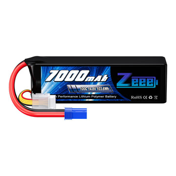 Zeee 4S Lipo Battery 7000mAh 14.8V 100C Soft Pack RC Battery EC5 Connector with Metal Plates for RC Car RC Truck RC Tank Racing 