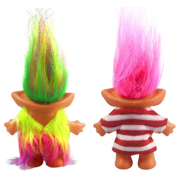 2Packs Vintage Troll Dolls Set,Lucky Doll Chromatic Adorable For Collections, School Project, Arts And Crafts, Party Favors - 7.5' Tall(Include The Length Of Hair) (Style1-Rainbow+Red)