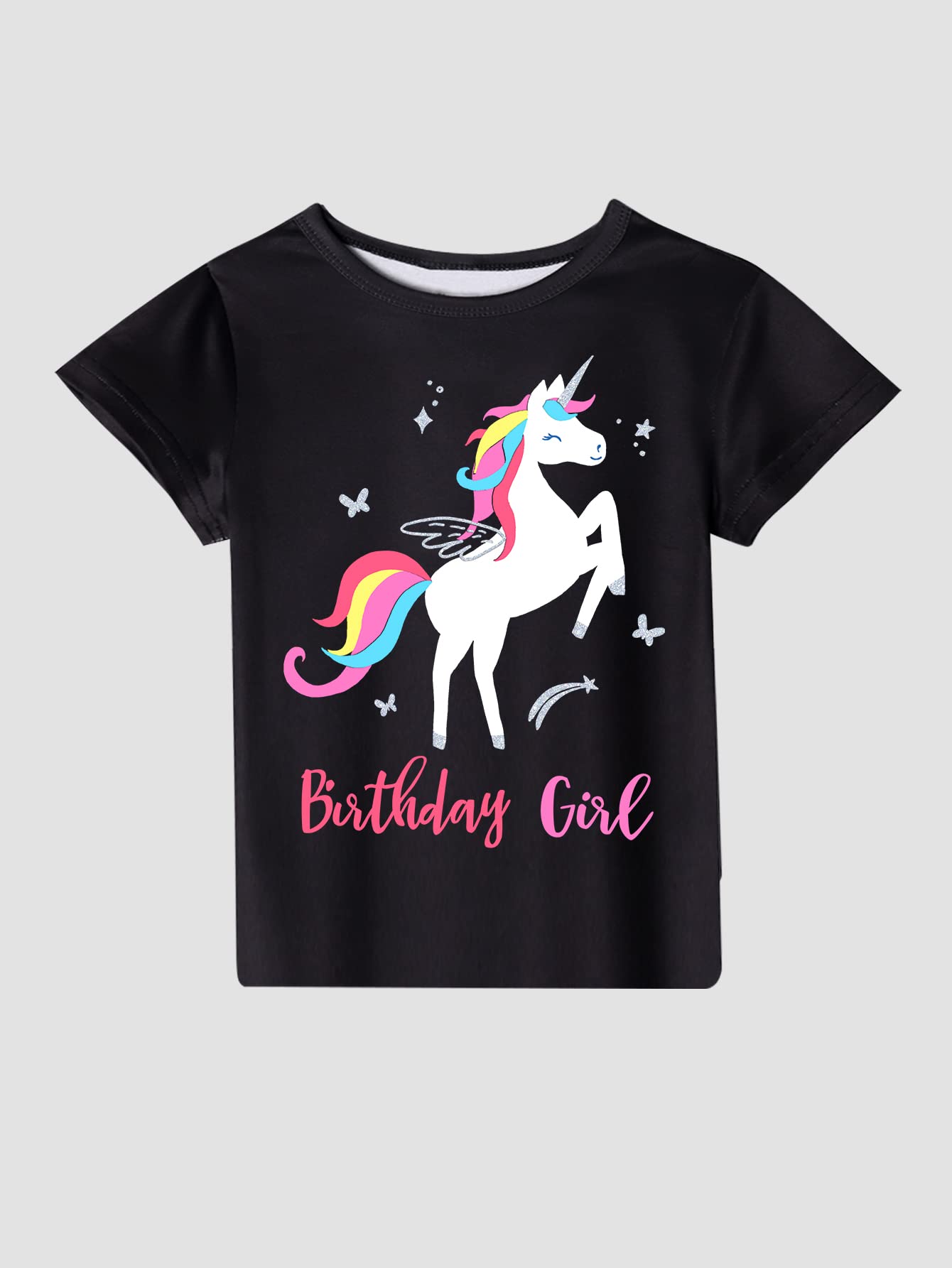 Doctor Unicorn Birthday Girls Unicorn Costume Outfit Rainbow Tutu, Unicorn T-shirt, Satin Sash, Hair Bow & Headband Rainbow/Blac