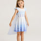 Wonderbabe Girls Princess Costumes Snow Queen Princess Dresses Fancy Dress Up Clothes For Christmas Snow Party Cosplay With White Long Cape Size 2-3T