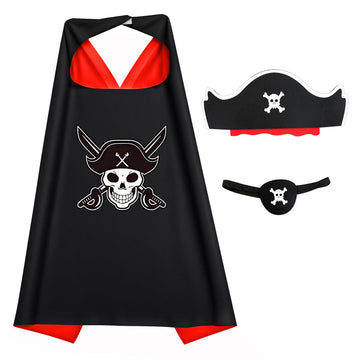 Riorand Cartoon Pirate Dress Up Satin Capes Cosplay Birthday Party Kids Costume 1Pcs 04