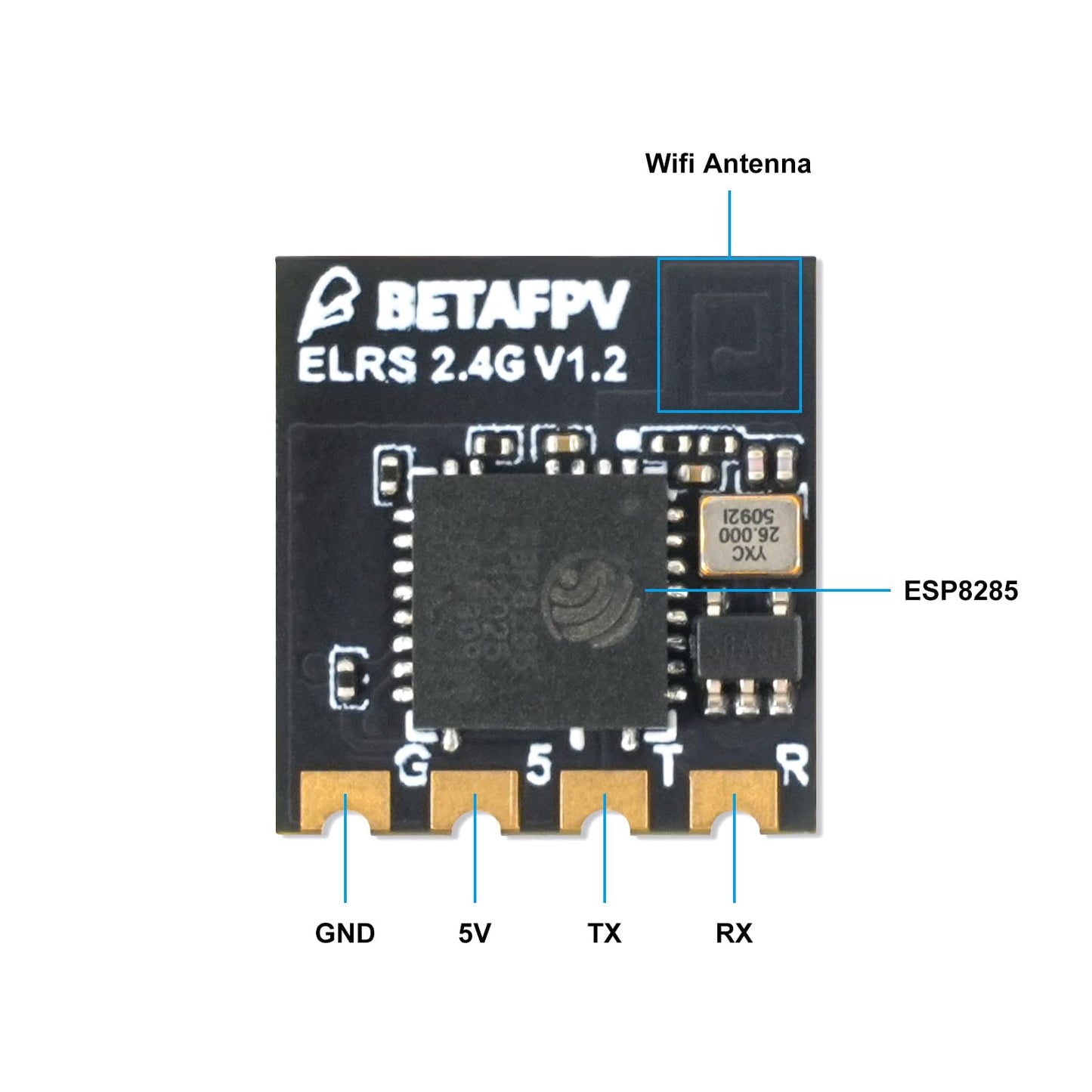 BETAFPV ExpressLRS Lite Receiver with Flat SMD Ceramic Antenna High Refresh Rate Long Range Performance Compatible for 65/75/85m