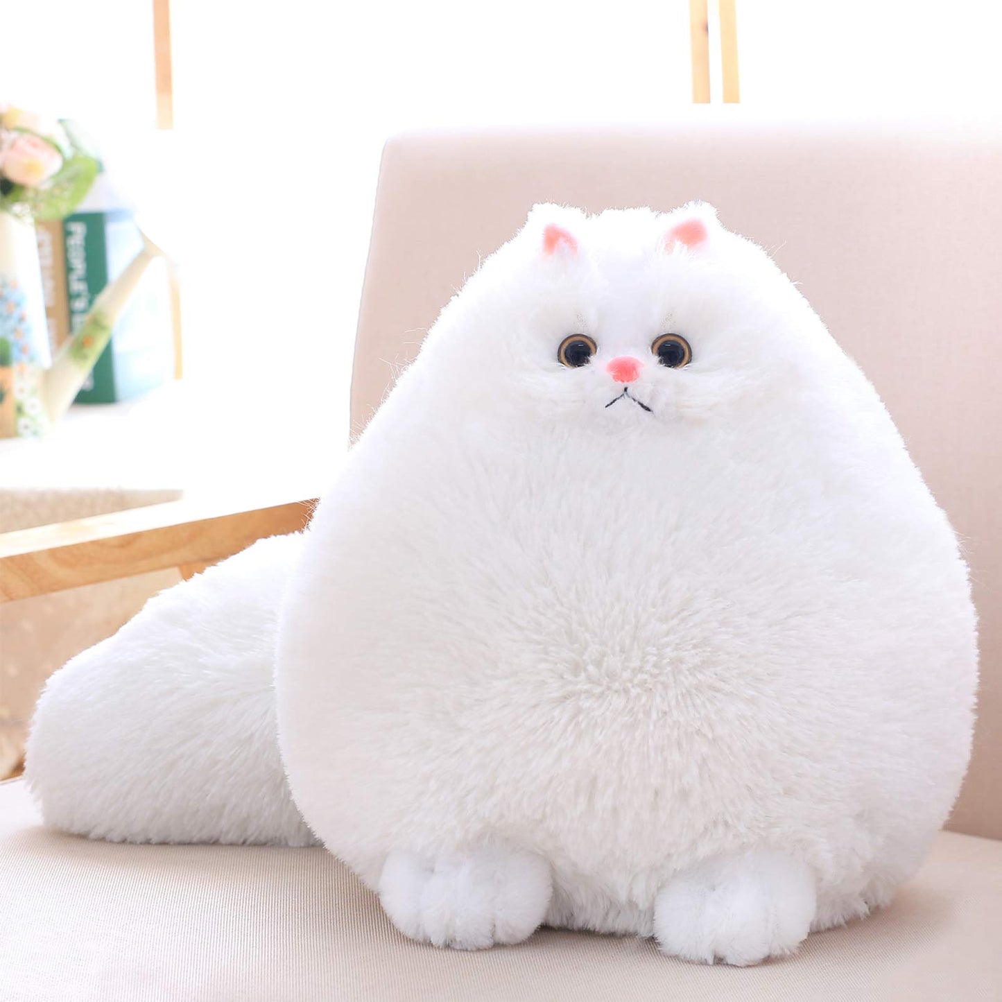 Winsterch Stuffed Animal Plushie Cat Stuffed Animal,Cute Soft Plush Cat Animals,White Stuffed Cat, Birthday For Kids,Boys,Girls,Fat Cat Stuffed Toy (White, 10 Inches)
