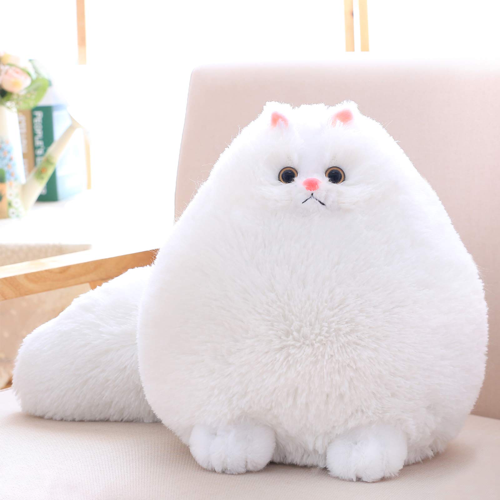 Winsterch Stuffed Animal Plushie Cat Stuffed Animal,Cute Soft Plush Cat Animals,White Stuffed Cat, Birthday For Kids,Boys,Girls,Fat Cat Stuffed Toy (White, 10 Inches)