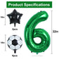 Toniful 32 Inch Soccer Balloons Set 6St Birthday Decoration Green Number 6 Foil Soccer Balloon Black Star Balloons For Children'