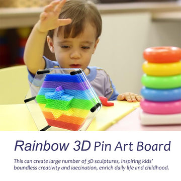 3D Pin Art Intellectual Fun Toy Rainbow Pin Art Palm Board Extra Large(7.5 X8 Inches) Arouse Sense Of Imagination Innovative Boundless Creativity (Hexagon - 7.5 X 8 Inches)