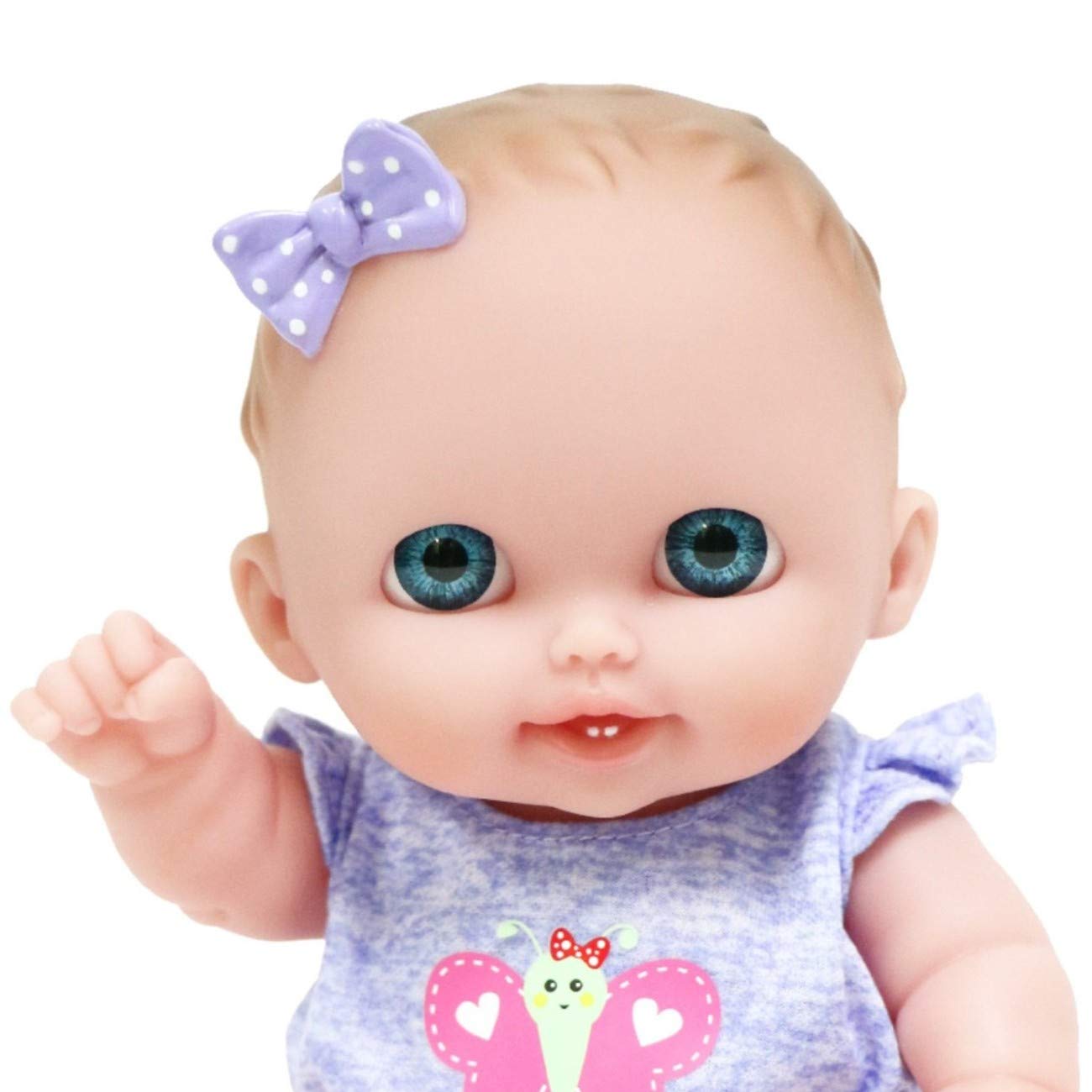 JC Toys Lil Cutesies 8.5" Posable Vinyl Baby Doll - Lulu with Blue Eyes, Removable Outfit, Ages 2+