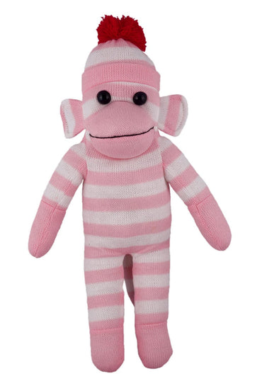 Plushland Adorable Sock Monkey, The Original Traditional Hand Knitted Stuffed Animal Toy Gift-For Kids, Babies, Teens, Girls And Boys Baby Doll Present Puppet (16'' Pink)