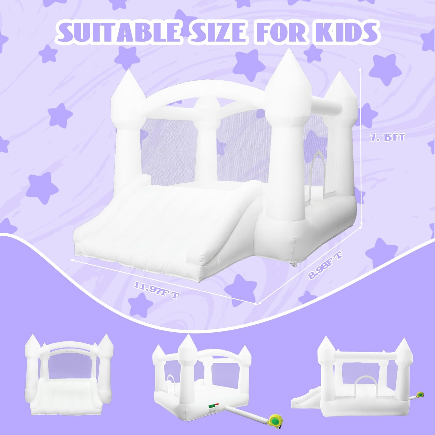 Aksport Inflatable Bounce House,White Castle Bounce House For Kids 3-6 Indoor & Outdoor Inflatable Bouncer House With Slide & Ai