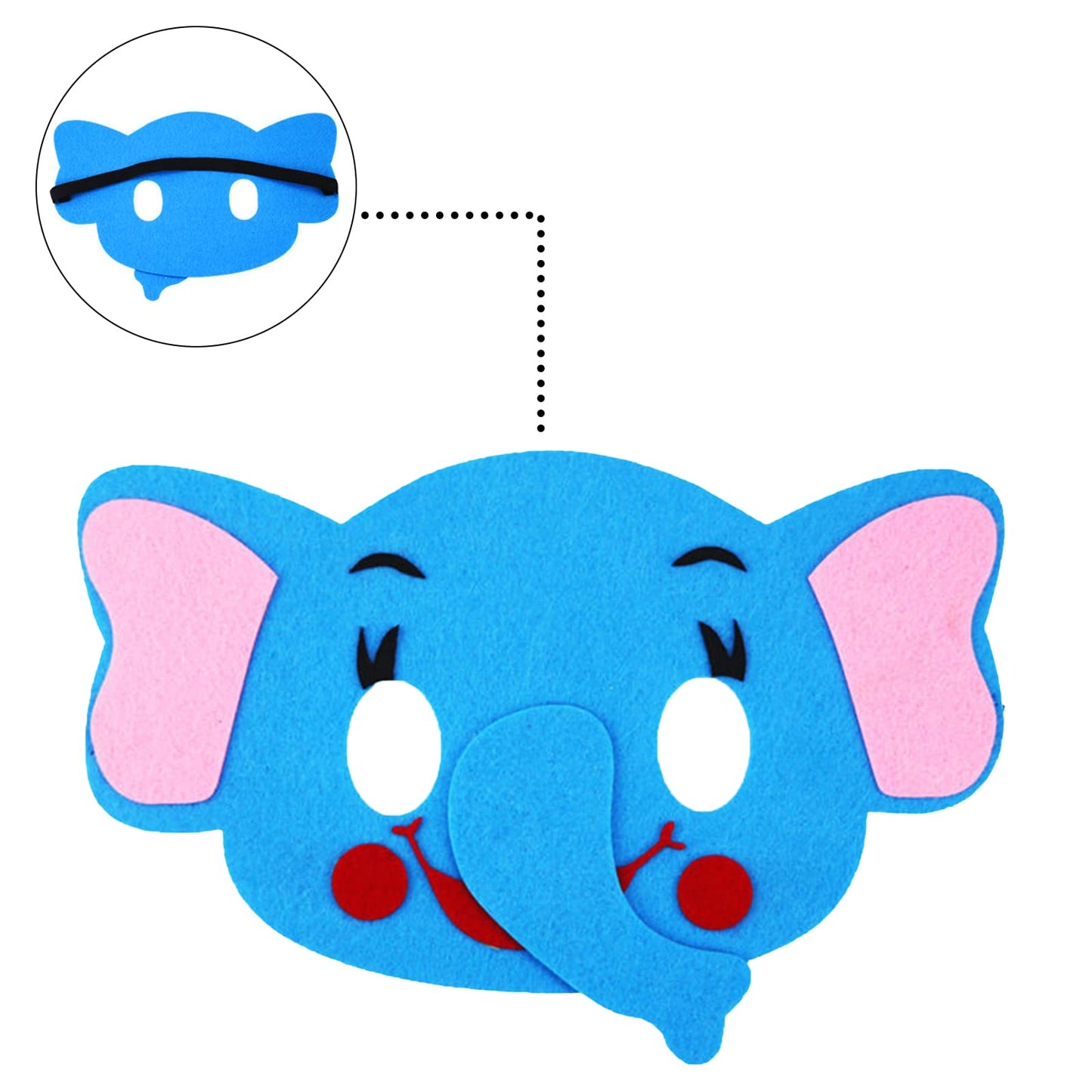 Jtnohx Felt Animal Masks, 10 Pcs Halloween Mask, Animal Costume For Birthday Party Supplies (Elephant Mask)